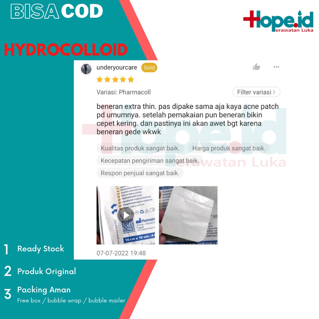 Hydrocolloid Extra Thin Acne Pimple Patch 10 cm x 10 cm | Exelcare | Pharmacoll | Duoderm | Innomed | Focallure | Nourish