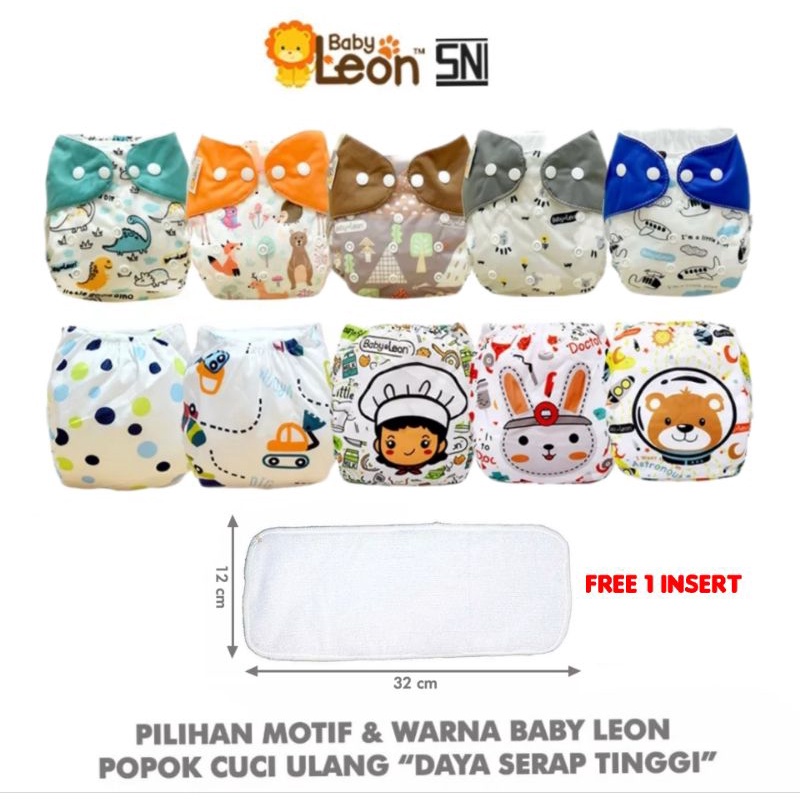 (Bisa COD) 2in1 Set CLODI + INSERT BABY LEON Baby Clodi Popok Kain Bayi Clodi Bayi Baby Diaper Popok