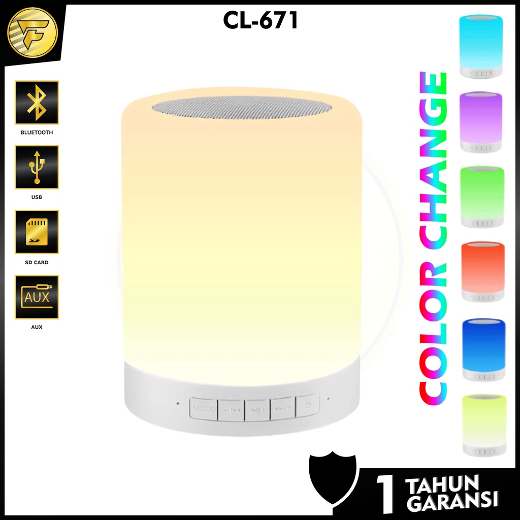 L671 Speaker Bluetooth LED Wireless portable SUPER BASS music box LAMPU TIDUR WARNA WARNI smart touch