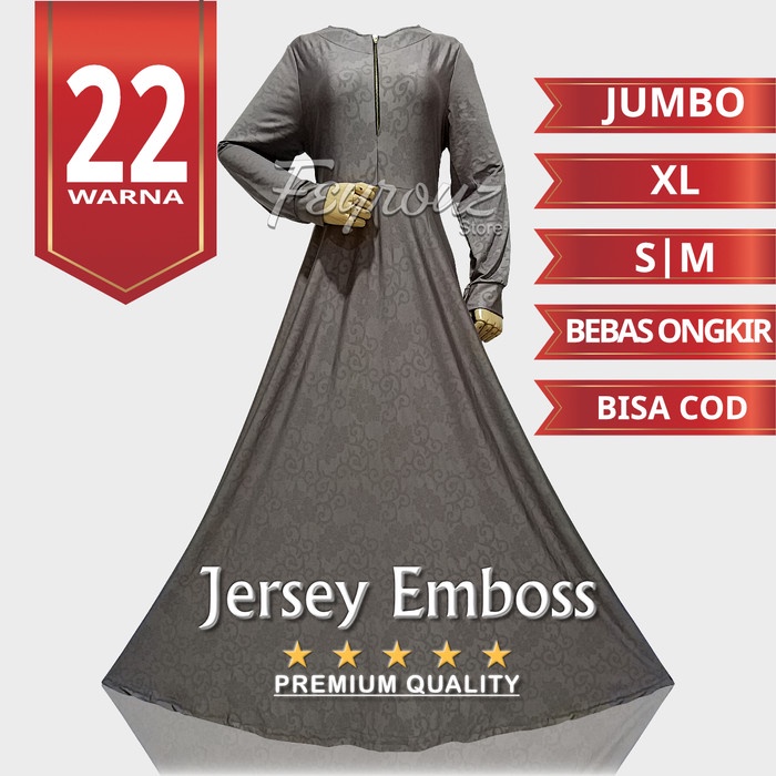 Gamis wanita Baju Gamis Wanita Dress Jersey Motif Polos Embos Emboss Busui Jumbo 1 - Abu Tua, M keki
