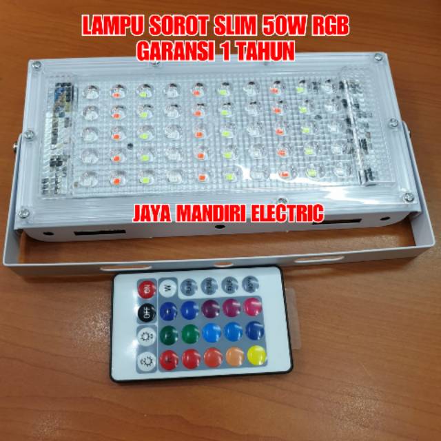LAMPU SOROT SLIM 50 WATT RGB WARNA WARNI OUTDOOR 50WATT 50W GARANSI