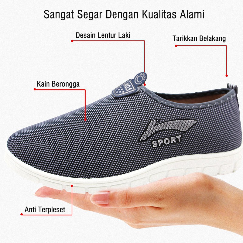 Highland Sepatu Slip On Pria/Wanita Kasual Sepatu Running Breathable Udara Sepatu Olahraga KSP202