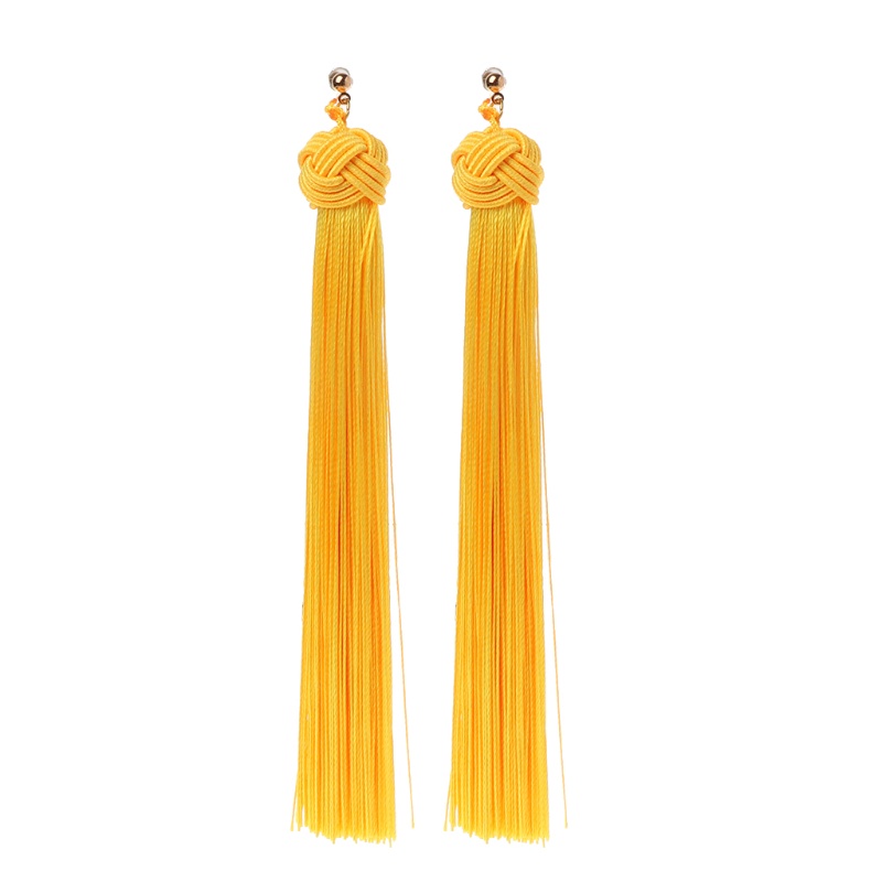 SIY  Bohemian Knotted Super Long Tassel Earrings Women Balls Beaded Fringe Jewelry