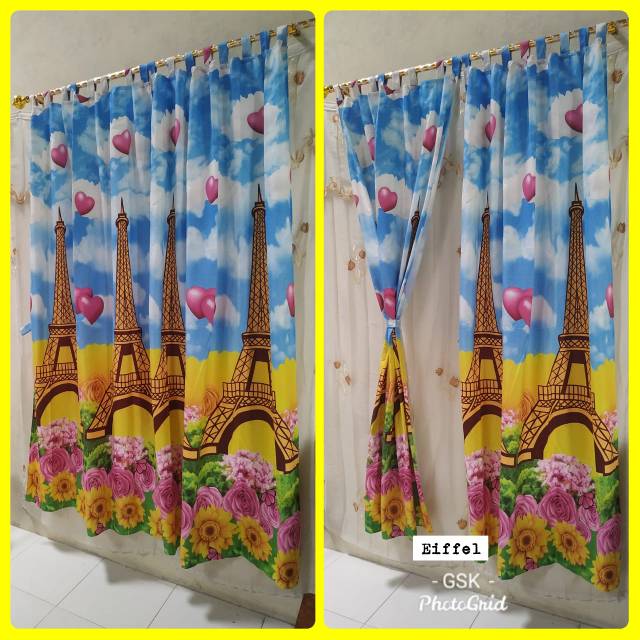  Gorden  Pintu  Ukuran 120x200 Bahan Katun Disperse Shopee  