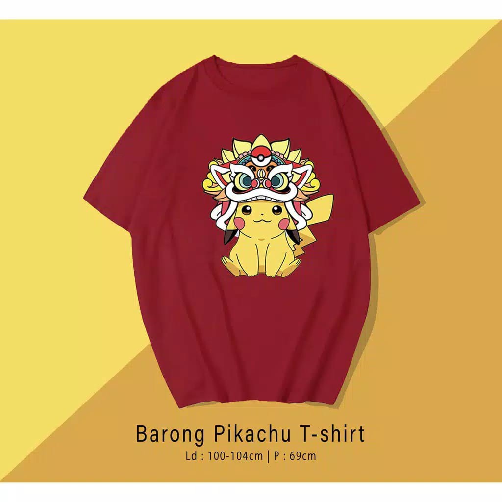 PIKACHU BARONG / TERMURAH BAJU KAOS KATUN WANITA/ PRIA UNISEX LENGAN PENDEK / TUMBLR TEE /  OVERSIZE