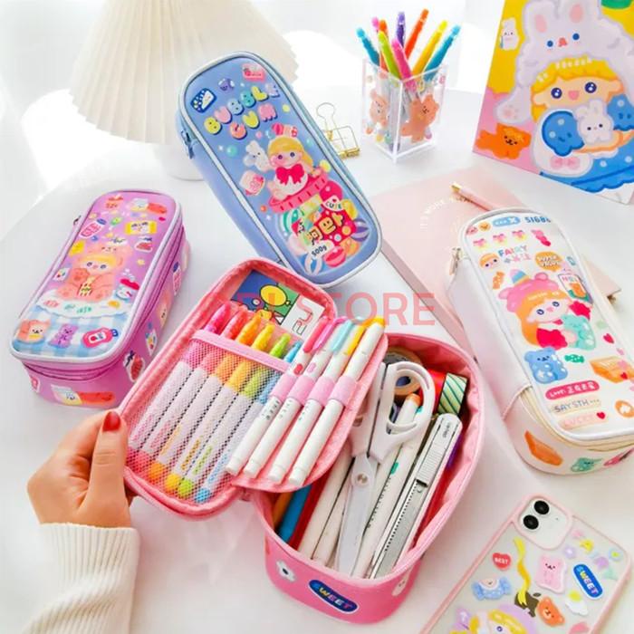 

Pensil Case Kotak Pensil Lucu Korea Anak Perempuan Wanita Dewasa Korean Blue Pink