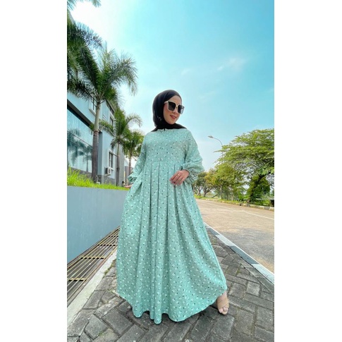 NABIL GAMIS CRINKLE HOMEDRESS PRINT MOTIF BUNGA PREMIUM