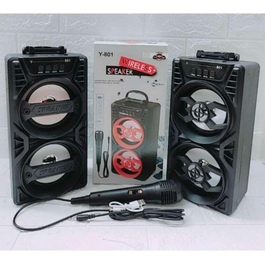 Speaker Bluetooth BT Y-801 Portable Free Mic Karaoke