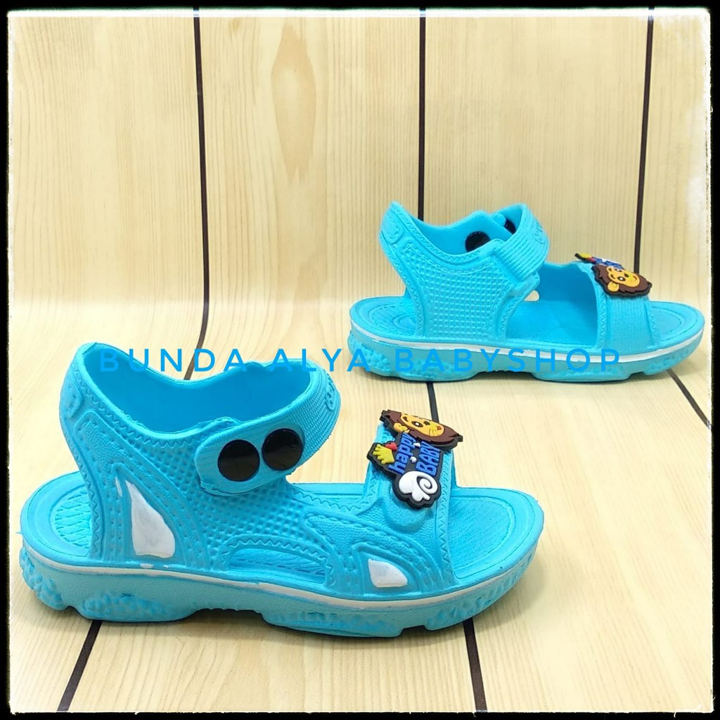 Sendal Anak Laki Laki Usia 3 4 5 Tahun BIRU Karet Elastis - Sepatu Sandal Anak Cowok Karet Animal Lion AntiLicin Size 24 - 29