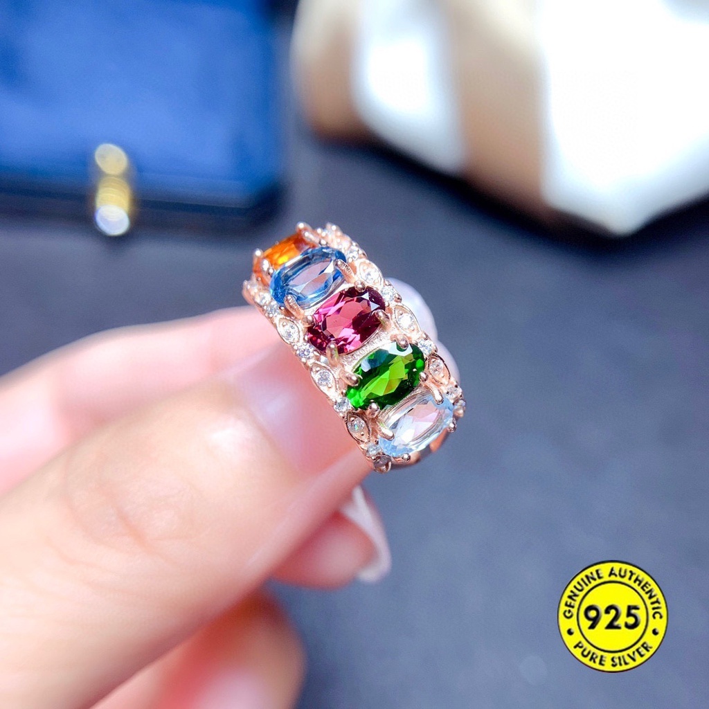 Cincin Batu Permata Kristal Alami Model Terbuka Dapat Disesuaikan Untuk Wanita