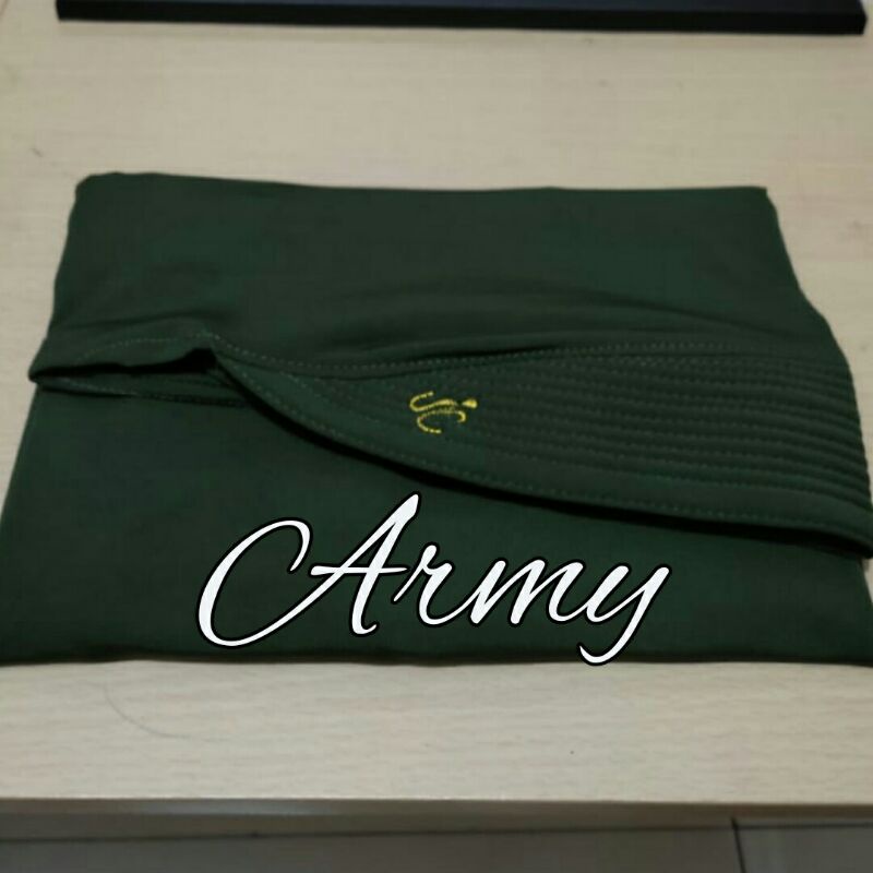 JILBAB INSTAN BERGO JERSI REMPEL OVERDECK-Army