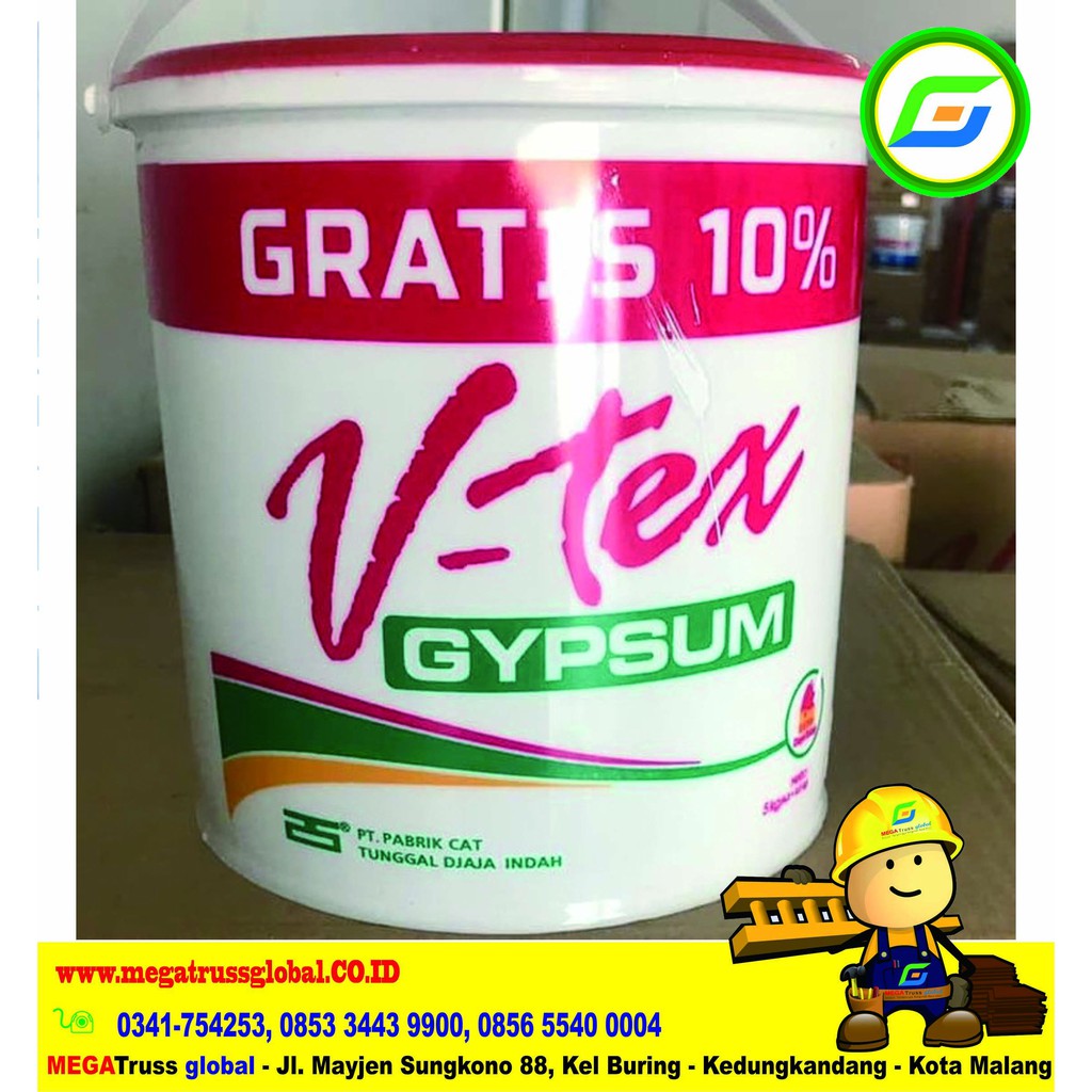 V Tex Gypsum 5 Kg - Paragon Cat Tembok Interior - Acrylic Emulsion - kiloan dinding warna 5 kg