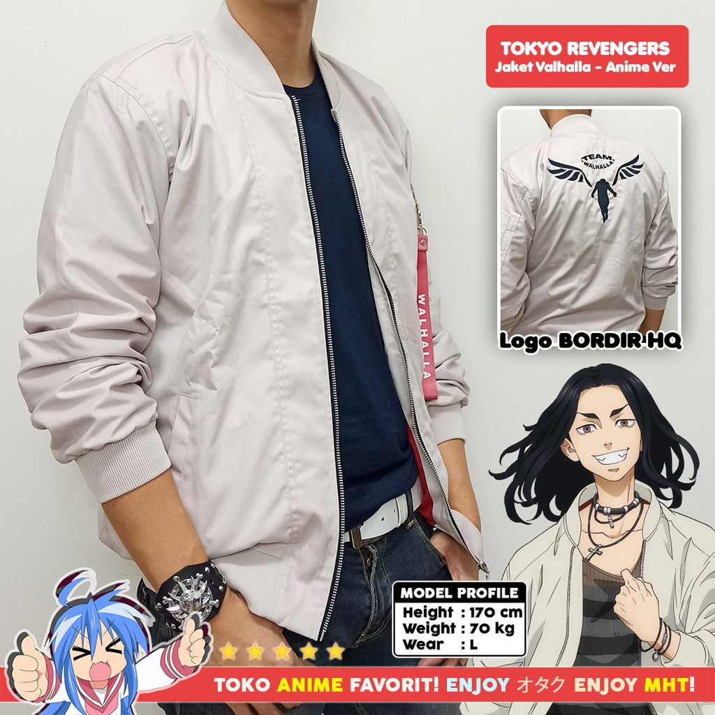 Jaket Bomber Anime Tokyo Revengers Valhalla Keisuke Baji Kazutora Hanemiya Anime Version Cream