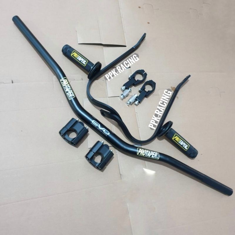 Paketan 3 In 1 Stang Fatbar Protaper Evo Low Plus Handguard Tulang Raiser Grip Supermoto Trail KLX