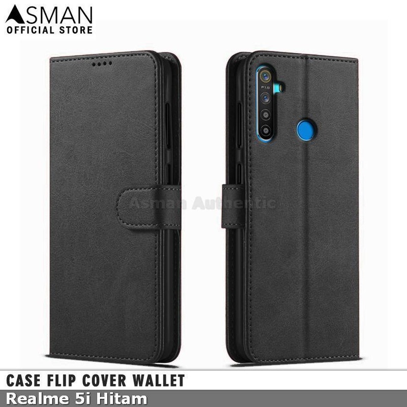 Asman Case Realme 5i Leather Wallet Flip Cover Premium Edition