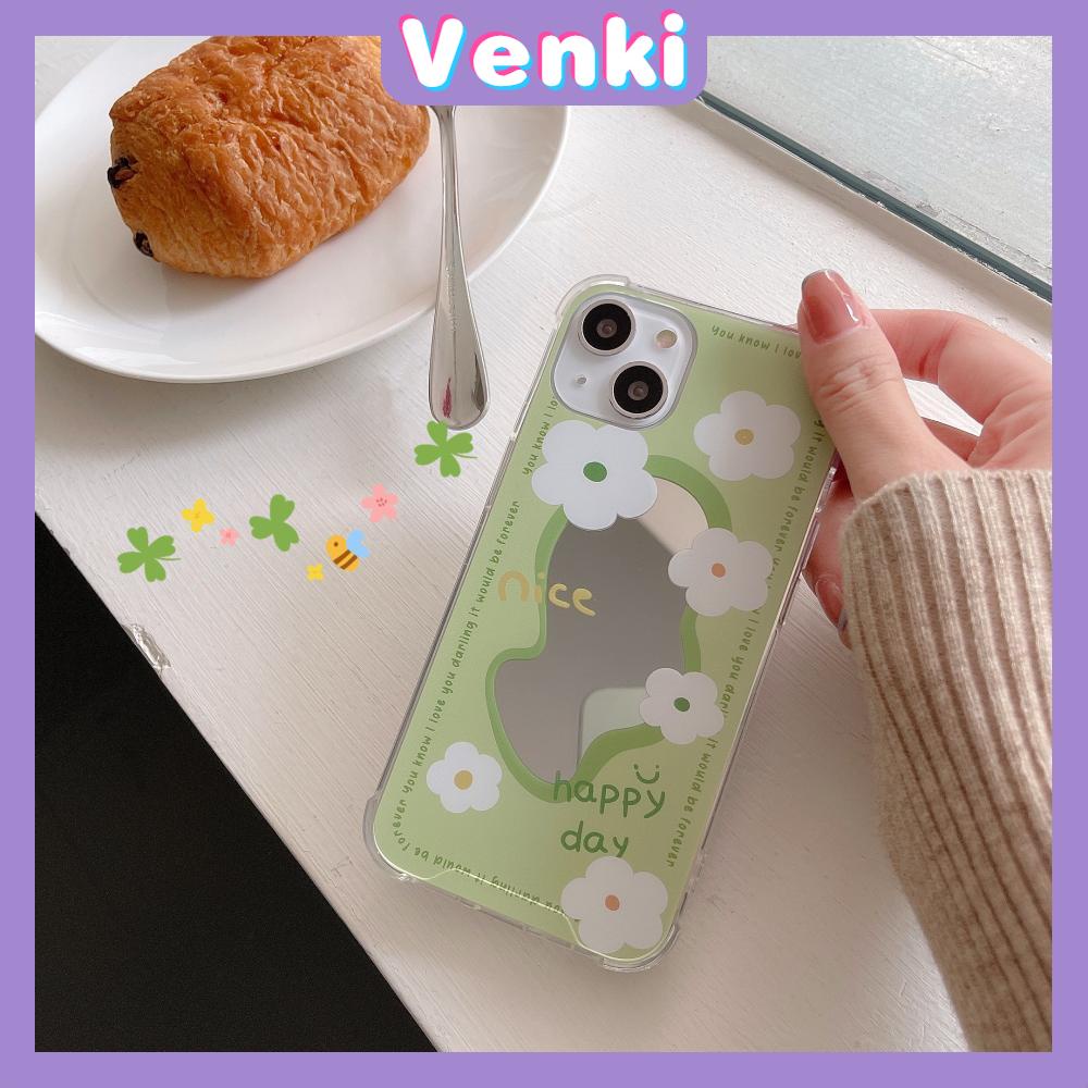 iPhone Case Acrylic HD Makeup Mirror Airbag Shockproof Protection Camera Green Tulip Flowers Compatible For iPhone 11 iPhone 13 Pro Max iPhone 12 Pro Max iPhone 7 Plus iPhone xr