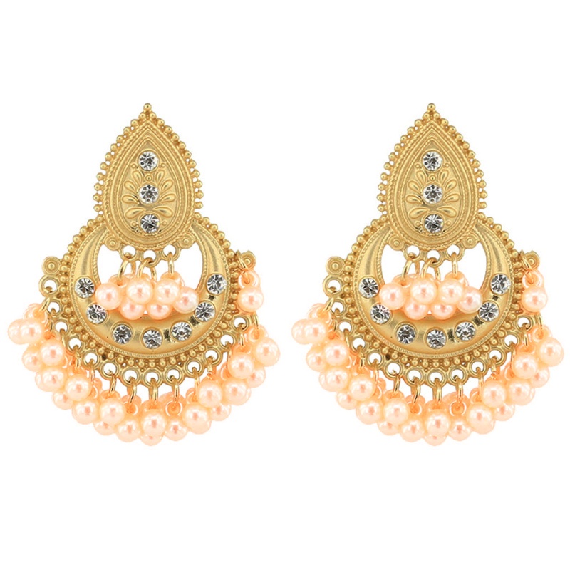 SIY  Bollywood Ethnic Bridal Bride Kundan Earrings Peacock Pearls Jhumka Jhumki Indian Bahubali Drop Earrings Fashion Jewelry