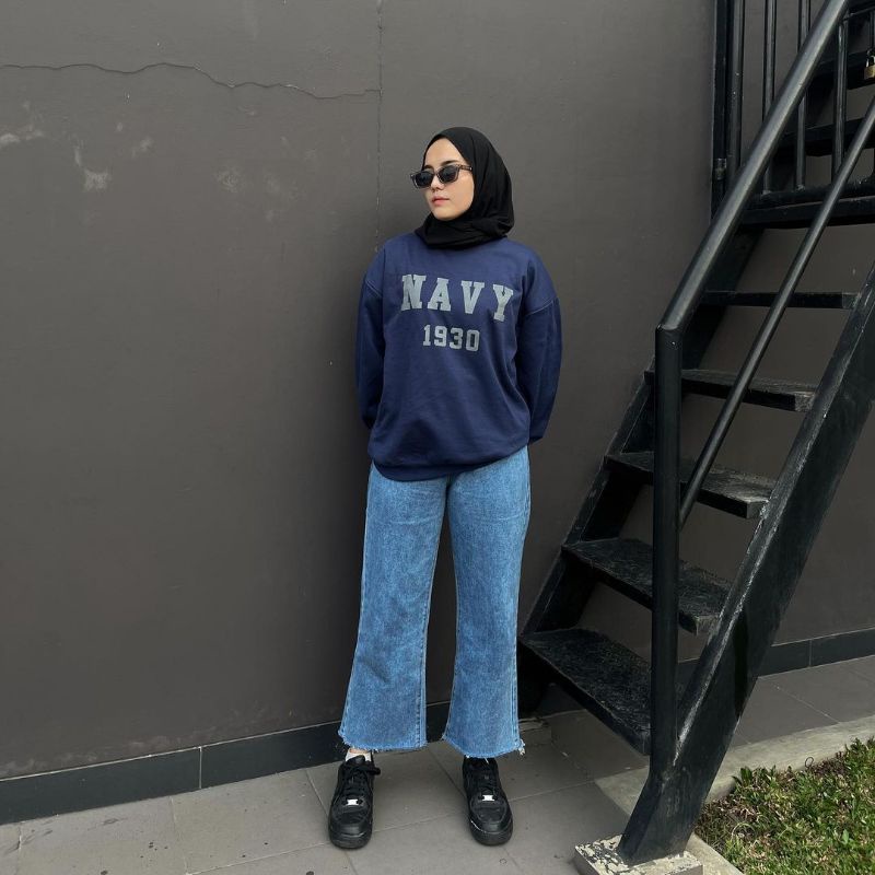 SWEATER WANITA - NAVY 1930 SWEATER - ATASAN WANITA - SWEATER FLEECE - PAKAIAN TERLARIS - KOREAN STYLE