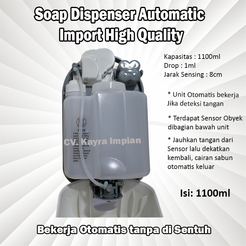 Handsoap Otomatis 1100ml Import Tempat Wadah Sabun Cuci Tangan