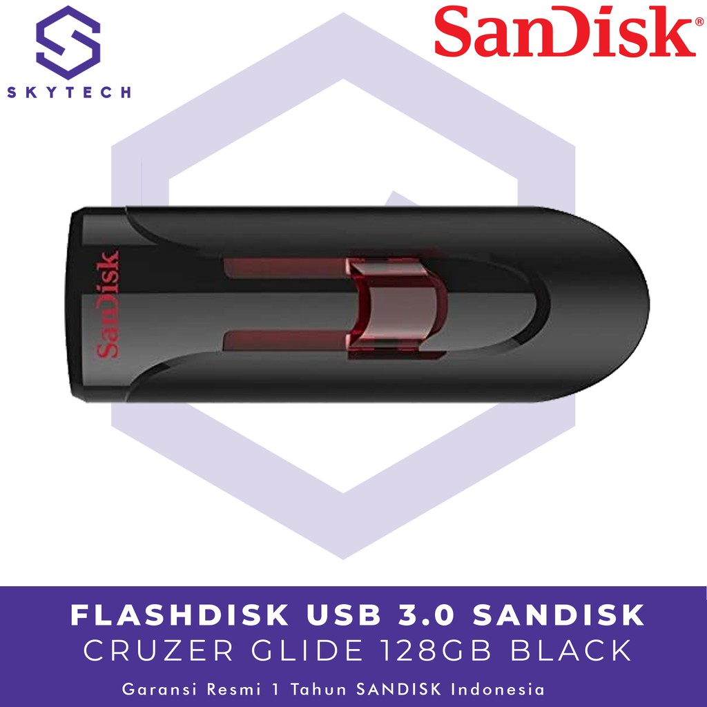 FLASHDISK SANDISK 128GB CRUZER GLIDE CZ60 ORIGINAL GARANSI RESMI