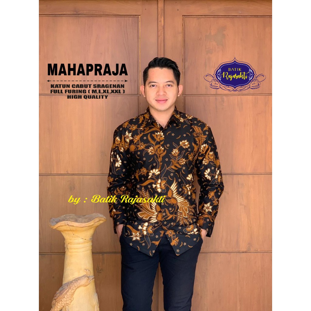 MAHAPRAJA Kemeja Batik Pria Katun Sragenan Full Furing