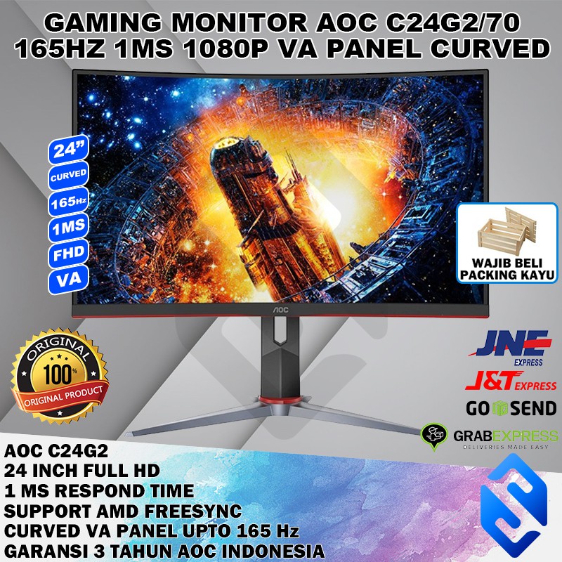 Aoc C24g2 70 24 Inch 165 Hz Va 1ms Freesync Premium Gaming Monitor Murah Shopee Indonesia