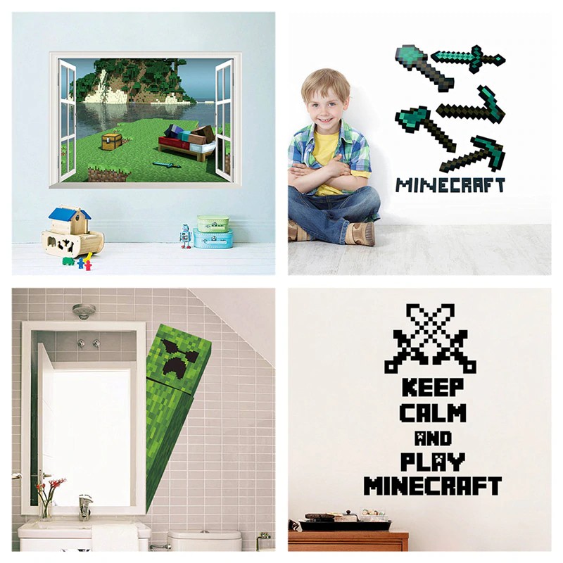 Wallpaper Dinding Popular Game Minecraft Wall Stickers For Kids Room Home Decoration Diy Boys Shopee Indonesia