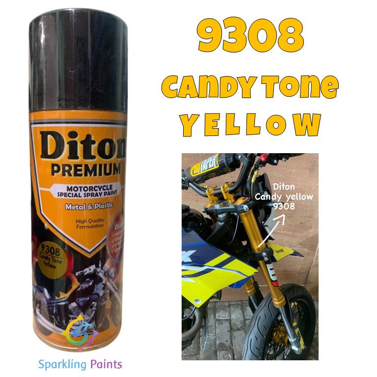 Pilox Diton Premium Candy Tone Yellow 9308 Candytone Cat Semprot Kuning Transparan 400ml