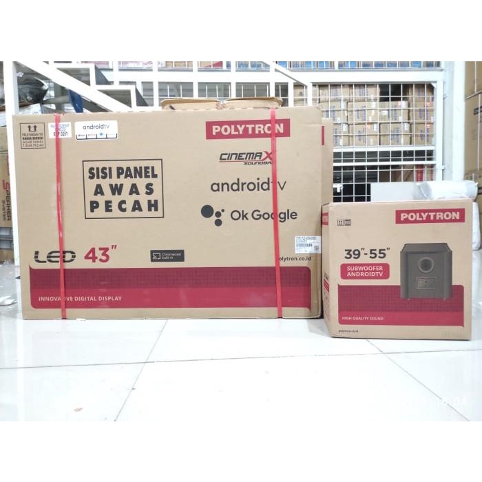 LED TV POLYTRON 43" 43BAG9953 43 INCH USB MOVIE ANDROID SOUNDBAR