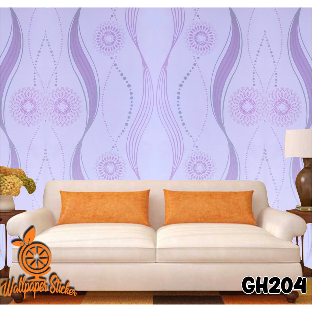 (COD) Wallpaper Stiker Dinding / Walpaper dinding Kamar Tidur Wallpaper Motif Polkadot Cakra Ungu