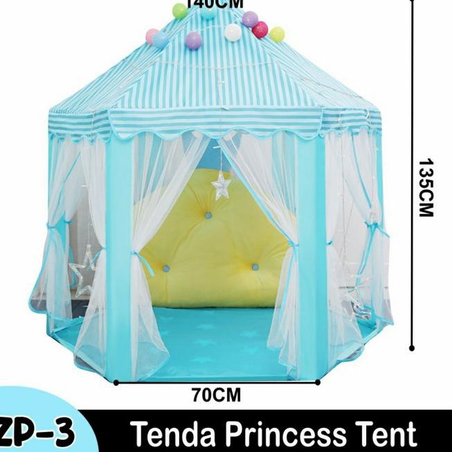 Tenda Princess Anak / Tenda Unik / Tenda Rumah  - biru + lampu 3V0