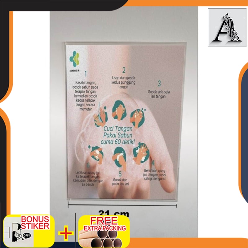 

Murah akrilik frame panduan cuci tangan / kemenkes corona Virus ( A4 ) - adiwarna