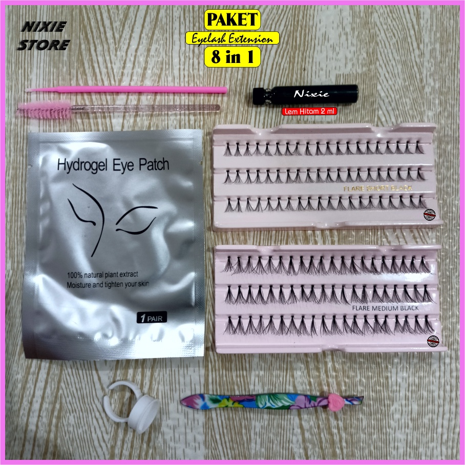 Paket Eyelash Extension 8 in 1 Bulu mata Tanam Extension Kualitas Ekspor Lengkap