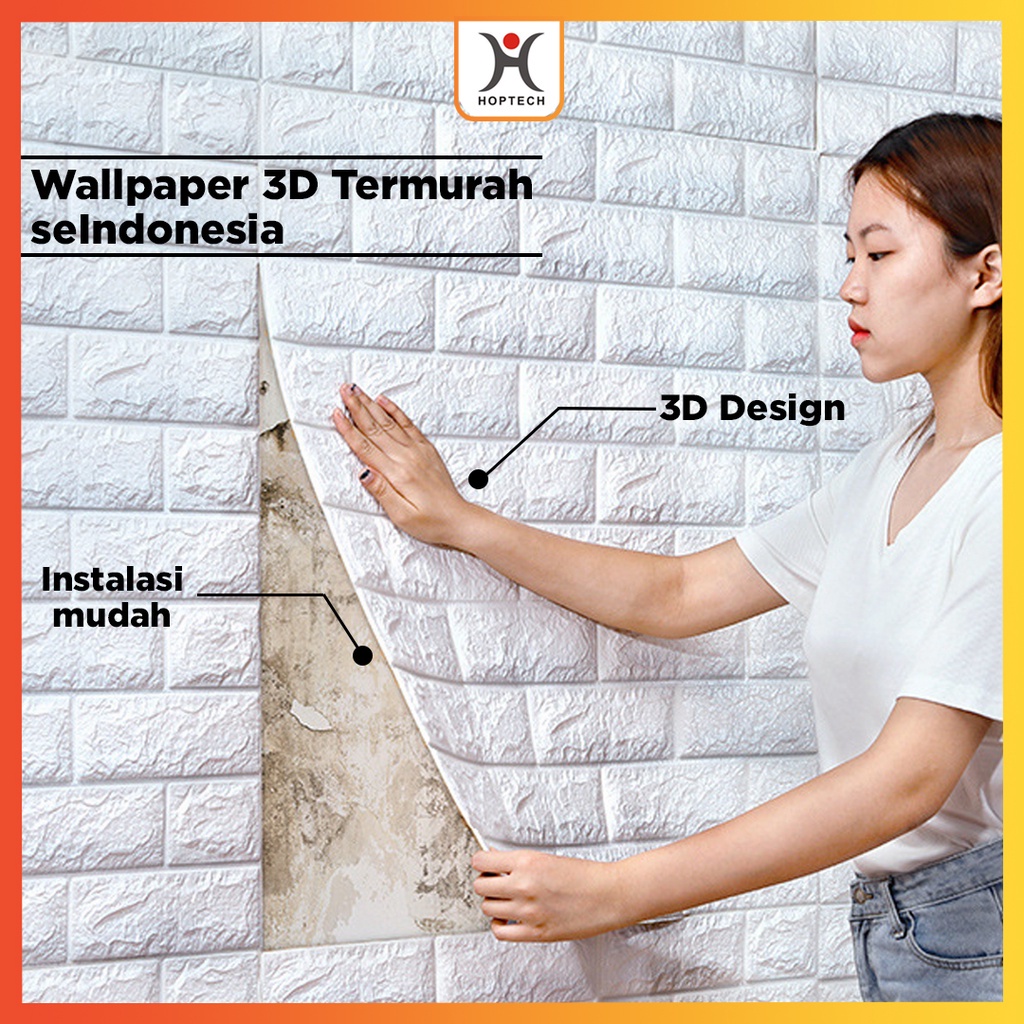 PALING MURAH ! Wallpaper Dinding FOAM Timbul 3D Bata Putih CLASSIC BRICK 70 x 77 cm best seller