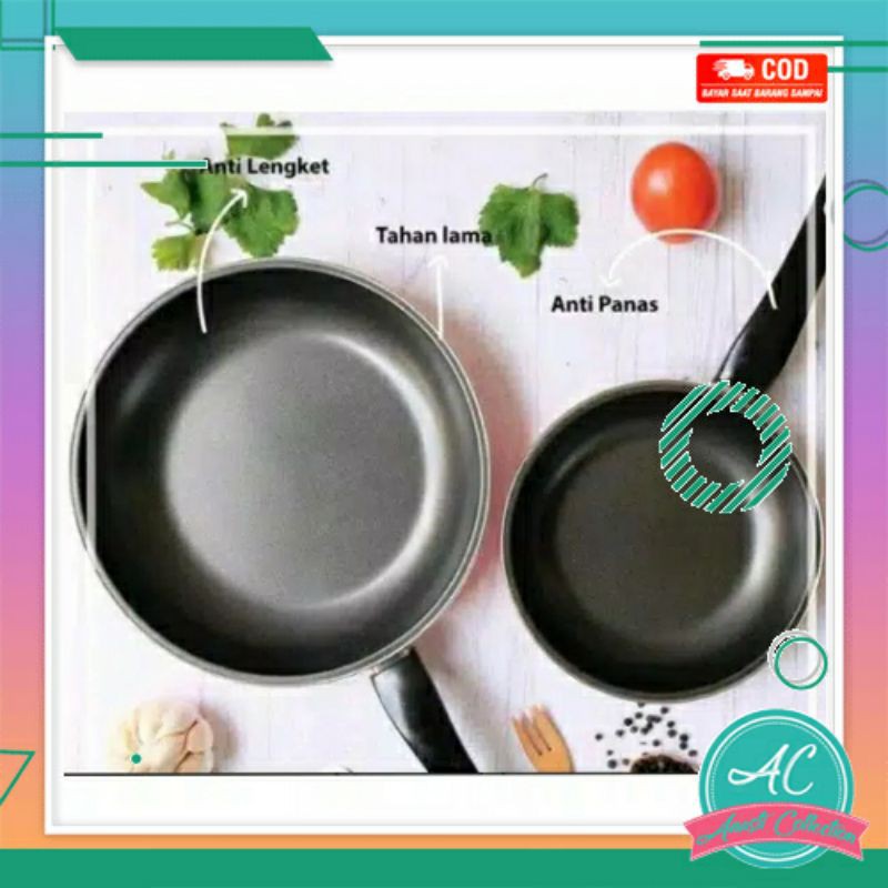 Set Wajan teflon frypan anti lengket 2pcs 2in1 fry pan 25cm dan 18cm