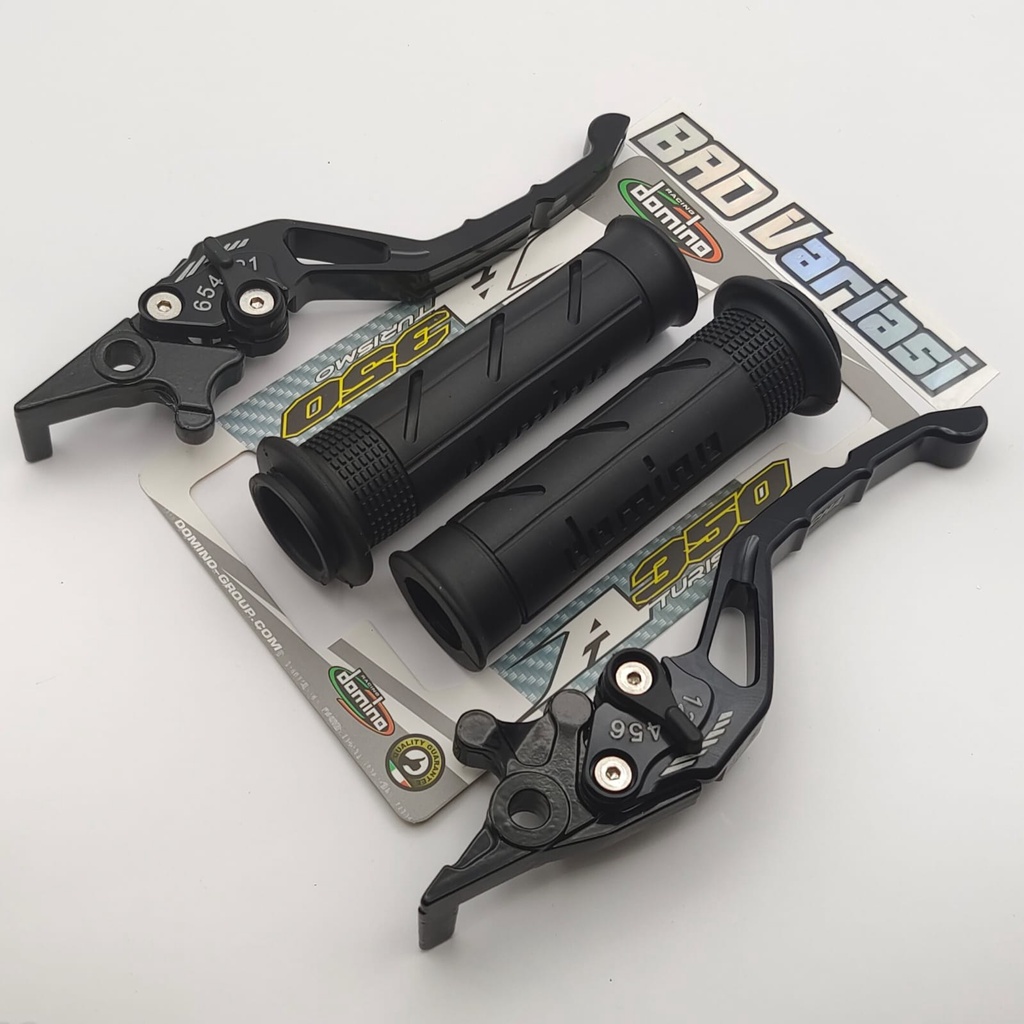 Vario 160 - 2 in1 Handle sisik CNC Stelan + Handgrip Domino Vario 160 ABS Double Disc / Vario 160 CBS