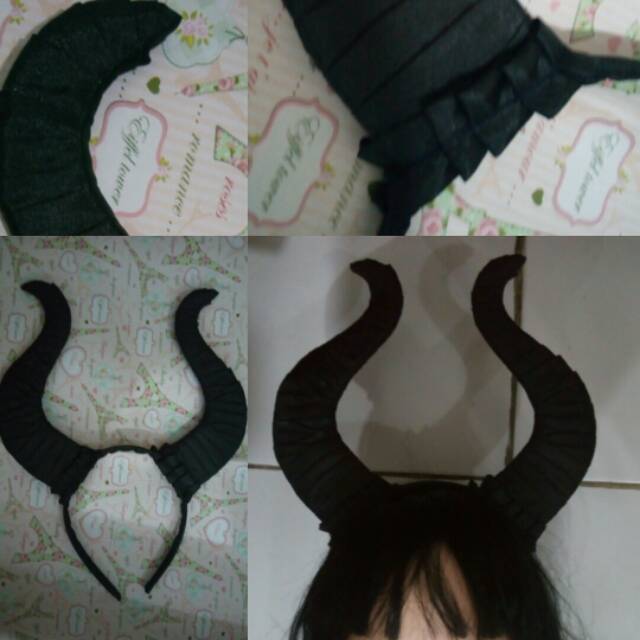 Bando tanduk hitam mirip maleficent