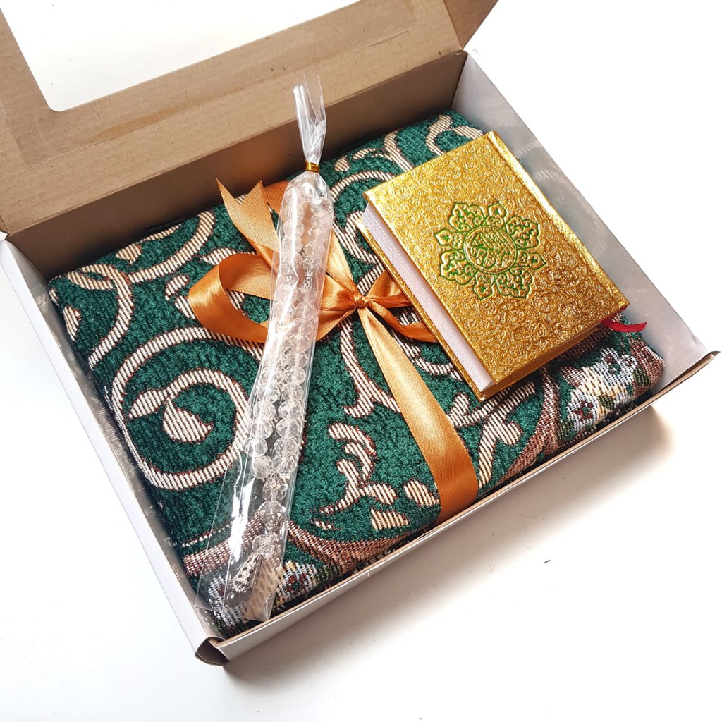 [BS9TKQ] Souvenir Sajadah Premium S9 Tasbih Kristal Al Quran Saku Box Jinjing Kado Aqiqah Tasyakuran