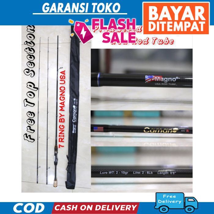 TERBARU Joran Pancing Ultalight Magno Caman 682UL Free Top Section