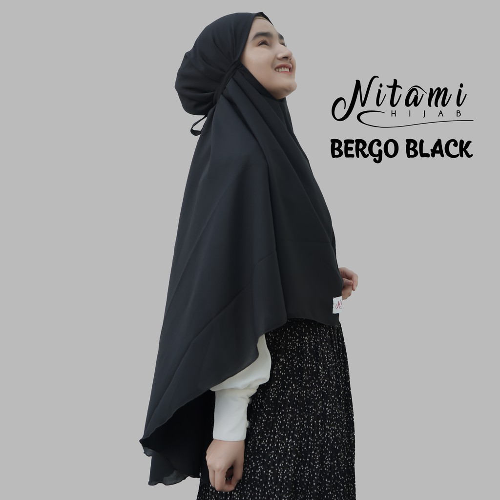 NITAMI HIJAB HITAM/ BERGO MARYAM  TALI/ HIJAB
