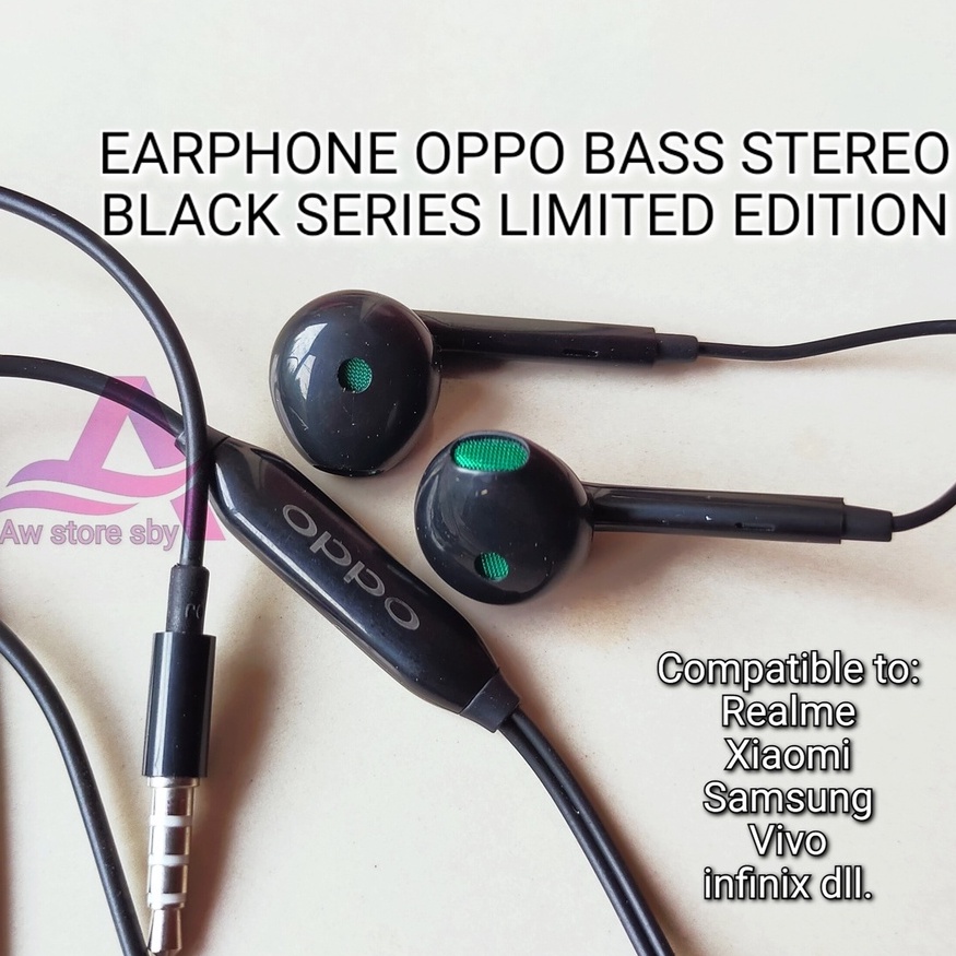 (Black Series) EARPHONE OPPO ORI EXTRA BASS HEADSET OPPO A15S/A16/A5/A9/A54/A74/A52/A92 (M150)