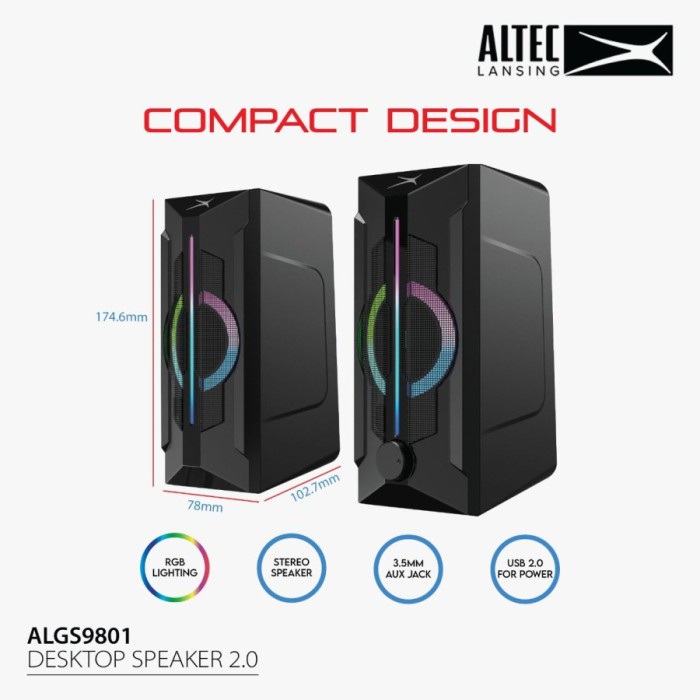 Altec Lansing ALGS9801 RGB Desktop Speaker for Computer Laptop 9801