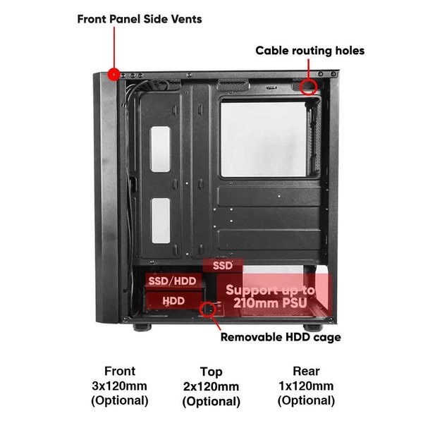 Armaggeddon Nimitz N9 ATX Gaming PC Case Tempered Glass Side Panel