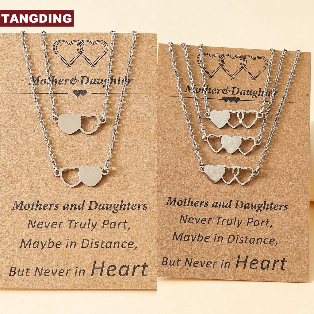 【COD Tangding】Kalung Rantai Klavikula Bentuk Hati Bahan Titanium Steel Untuk Ibu Dan Anak