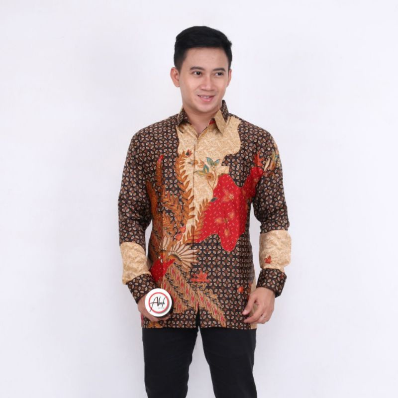 KEMEJA BATIK PRIA DEWASA SEMI SUTRA PREMIUM UKURAN S M L XL XXL 2XL BIG SIZE JUMBO LENGAN PANJANG WA