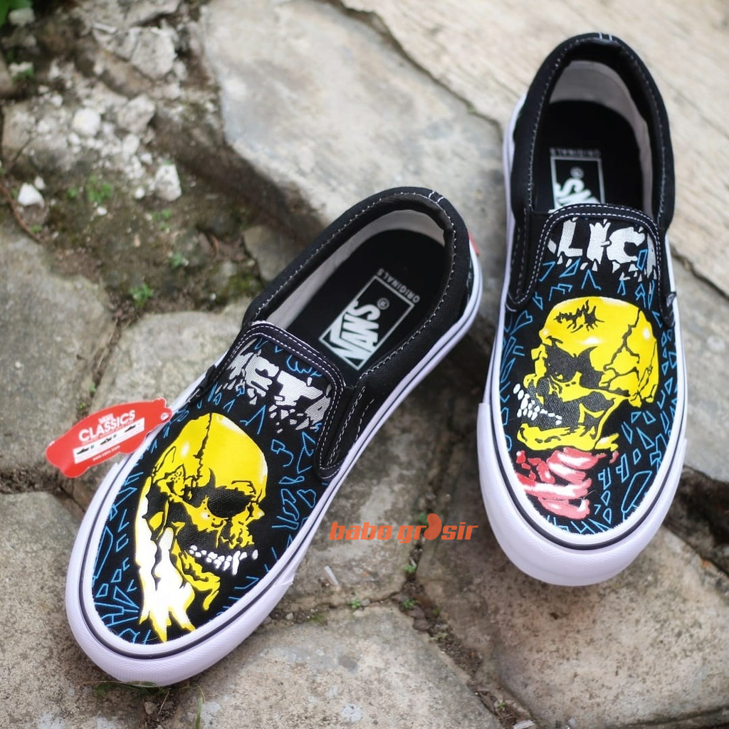 PROMO Vans Slip On Metallica Sad But True Top Premium Tag Made in China, Import Quality