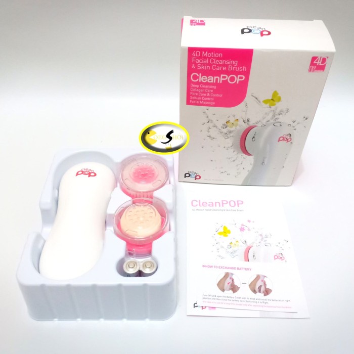 clean pop 4d motion facial cleansing skin care brush - white pink safa