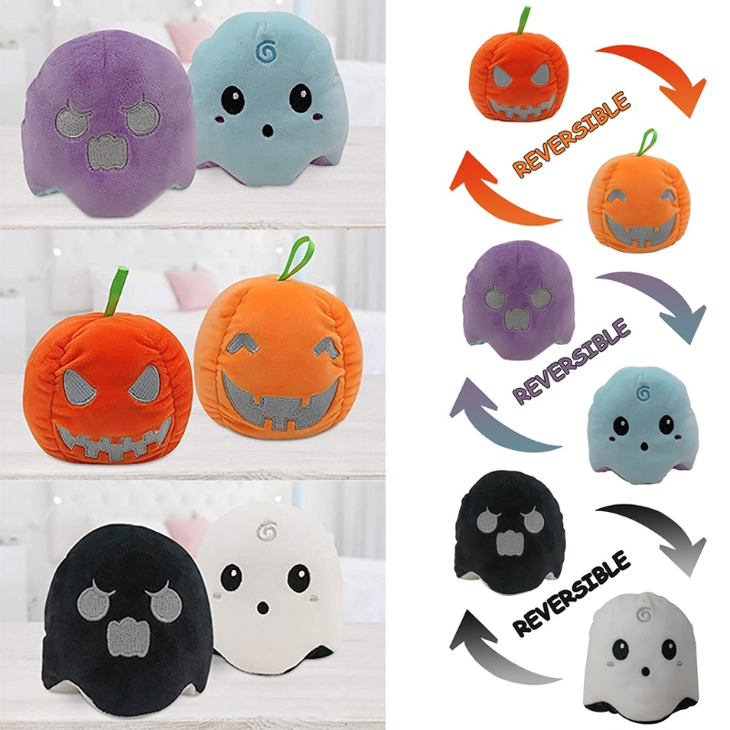 Zzz Mainan Boneka Plush Bolak Balik Motif Hantu / Labu Halloween Untuk Anak Laki-Laki / Perempuan