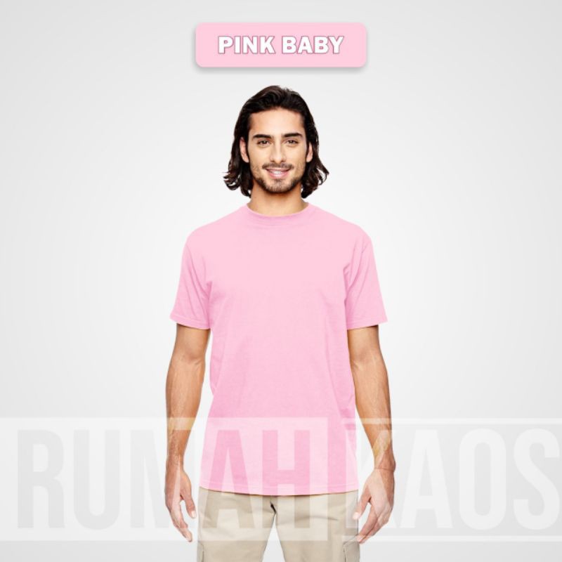 KAOS POLOS (SOFT COLOR) 100% COTTON COMBED 30s ONECK/BAJU POLOS PREMIUM-BABY PINK