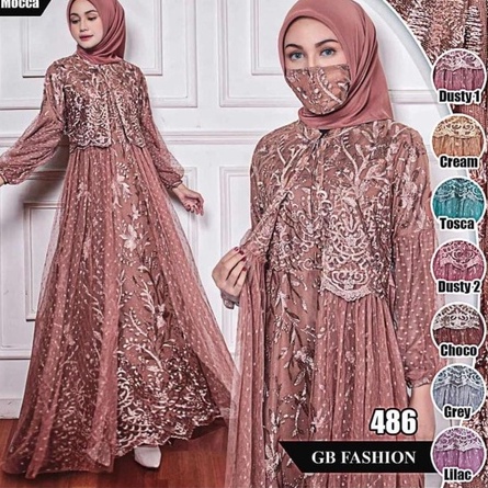 gamis tulle balon dot Valero DOT pesta kondangan wisuda lamaran tunangan tulle balon gamis tulle dot